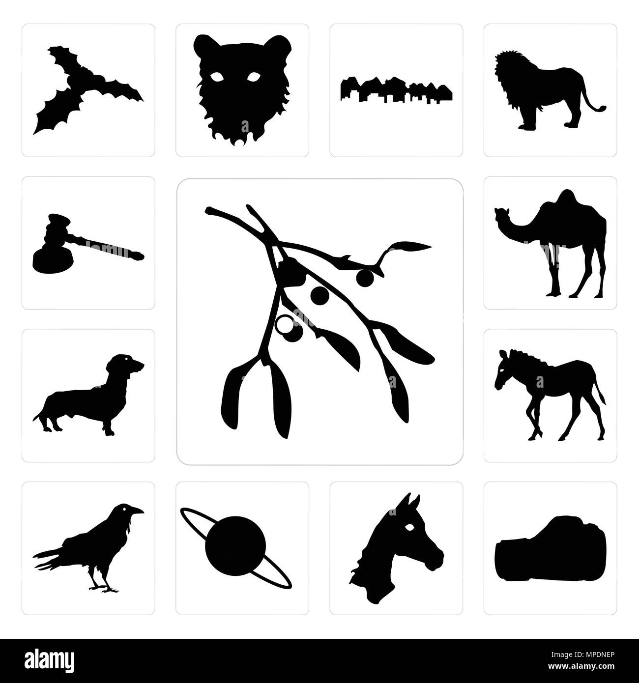 Ensemble de 13 icônes modifiable simple comme le contour du gui sur fond blanc gant de boxe, l'arrière-plan face peut être utilisé pour le mobile, l'interface utilisateur web Illustration de Vecteur