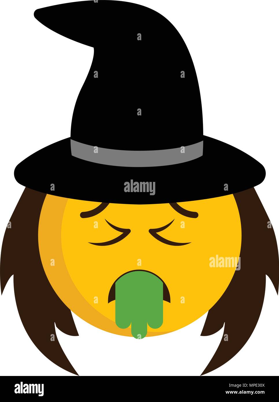 Icône emoji sorcière malade Illustration de Vecteur