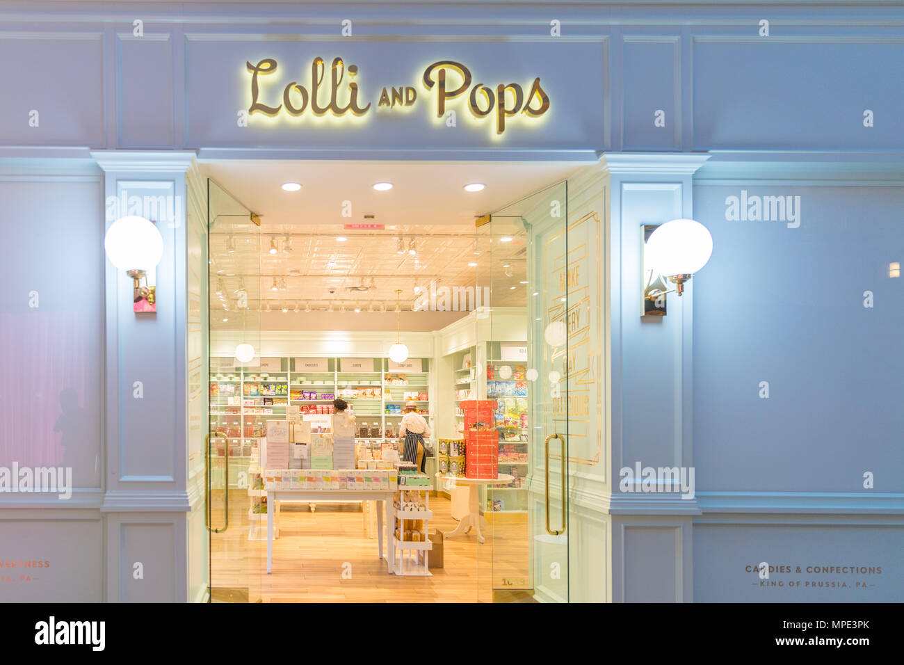 Philadelphie, Pennsylvanie, le 21 mai 2018:Lolli pop et magasin de bonbons au King of Prussia Mall. Banque D'Images