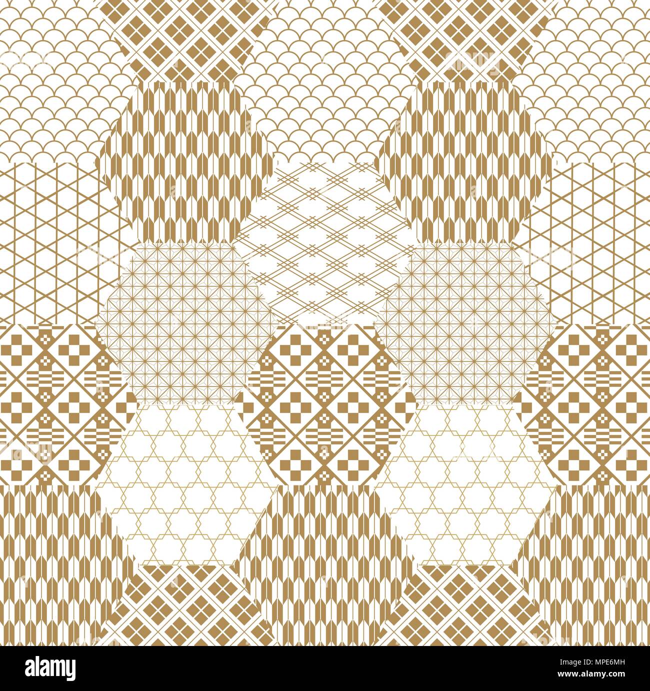 Vecteur modèle japonais. Arrière-plan géométrique. Éléments colorés en forme hexagonale. Illustration de Vecteur