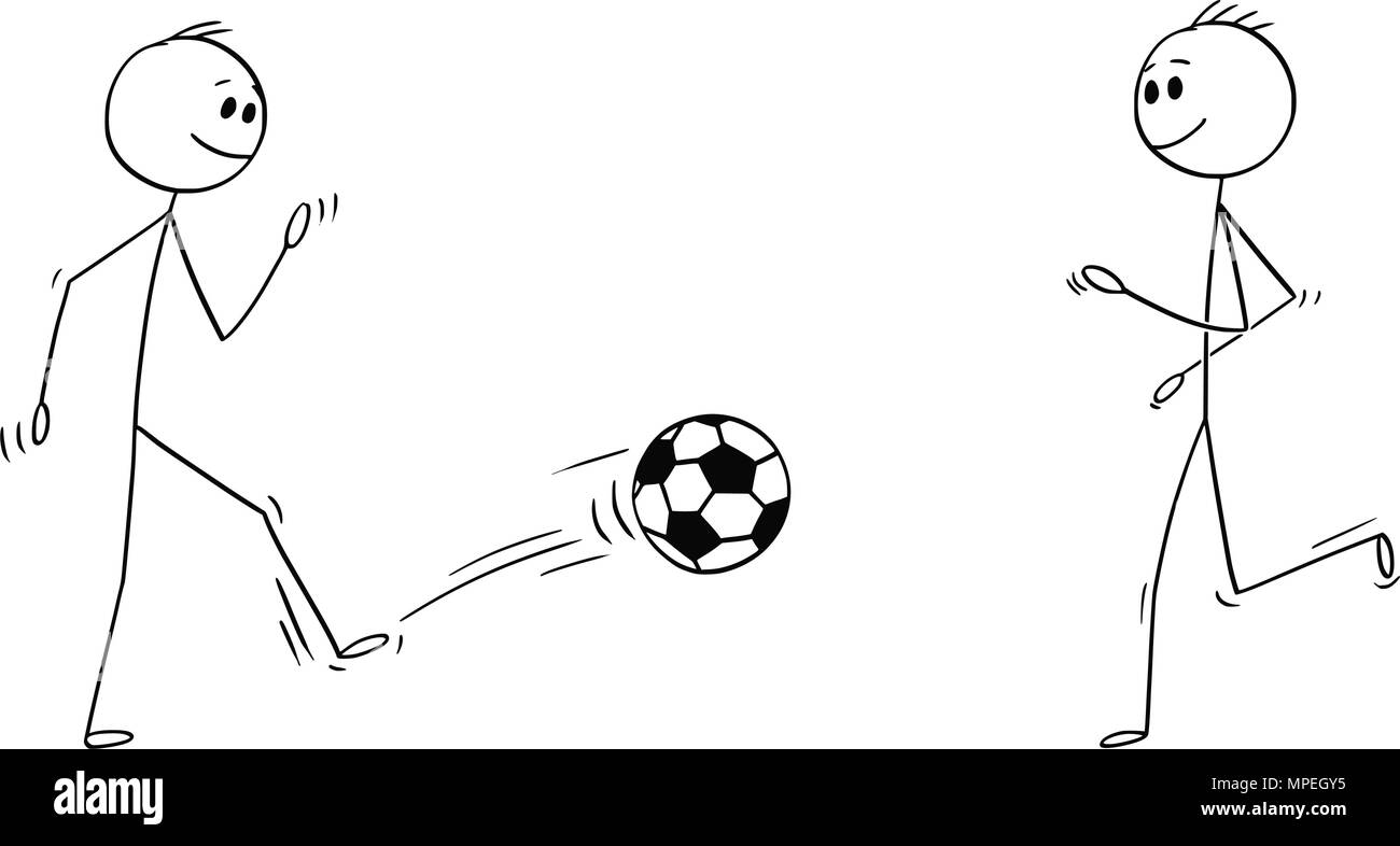 Caricature de deux joueurs de football ou soccer Ball avec ou à l'entraînement Illustration de Vecteur
