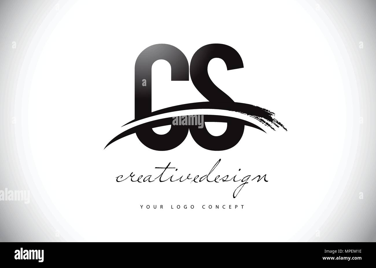 CS C S Lettre Logo Design avec Swoosh noir et coup de pinceau. Coup de pinceau créatif moderne lettres logo Vector Illustration de Vecteur
