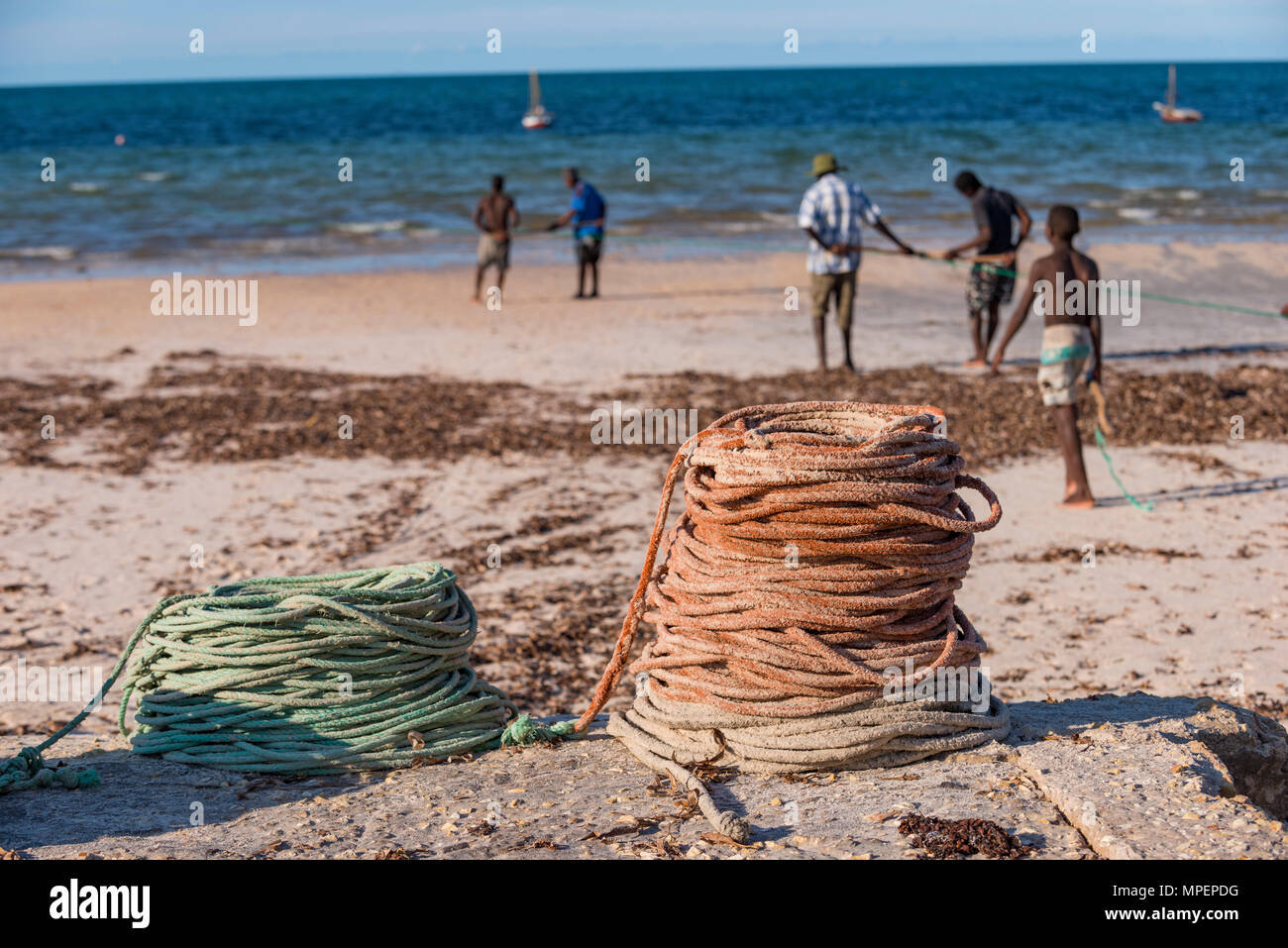Pêcheurs d'Inhassoro Mozambique Banque D'Images