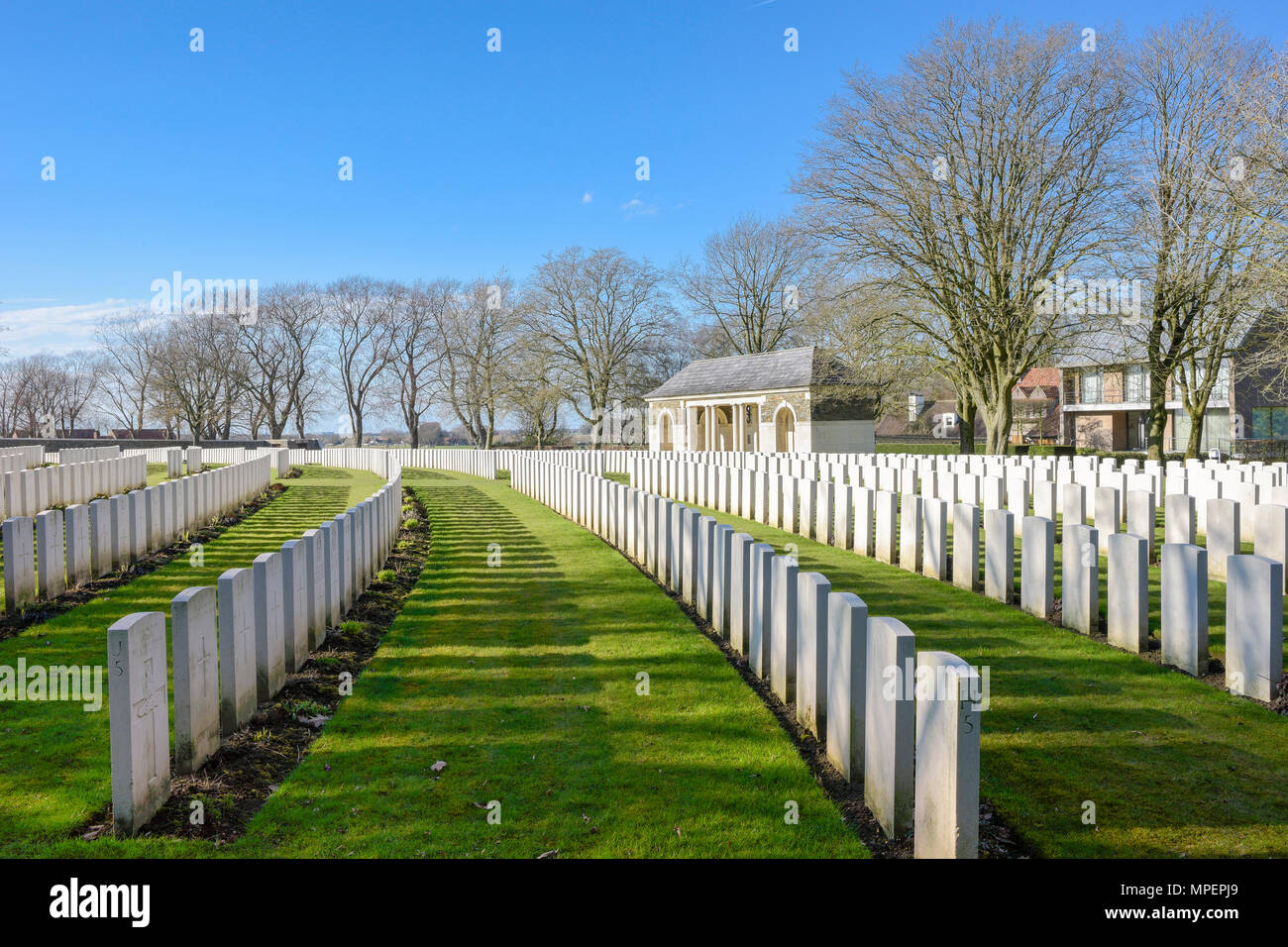 Cimetière, cimetière militaire britannique, Sanctuary Wood Cemetery, Première Guerre mondiale, Ypres, Flandre occidentale, Belgique Banque D'Images