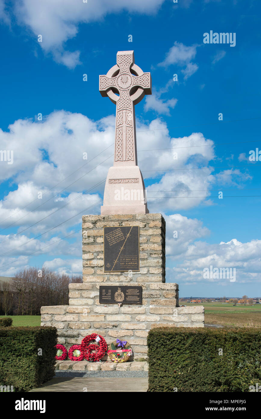 Frezenburg Mémorial écossais, Première Guerre mondiale, Zonnebeke, Flandre occidentale, Belgique Banque D'Images