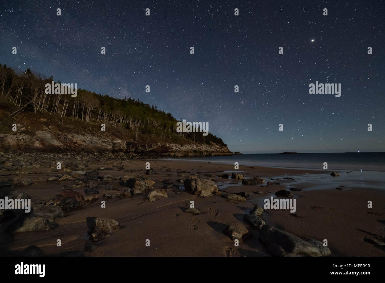 Nuit Paysage paysage dans l'Acadia National Park Banque D'Images