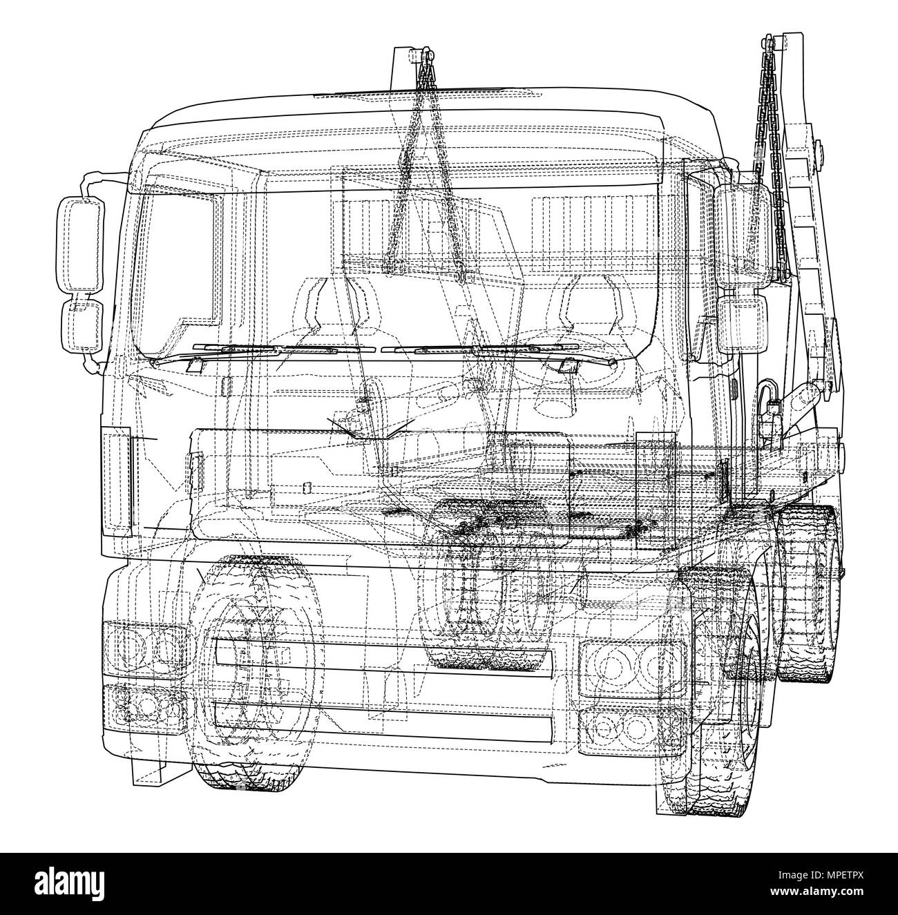 Concept de camion à ordures. Vector Illustration de Vecteur