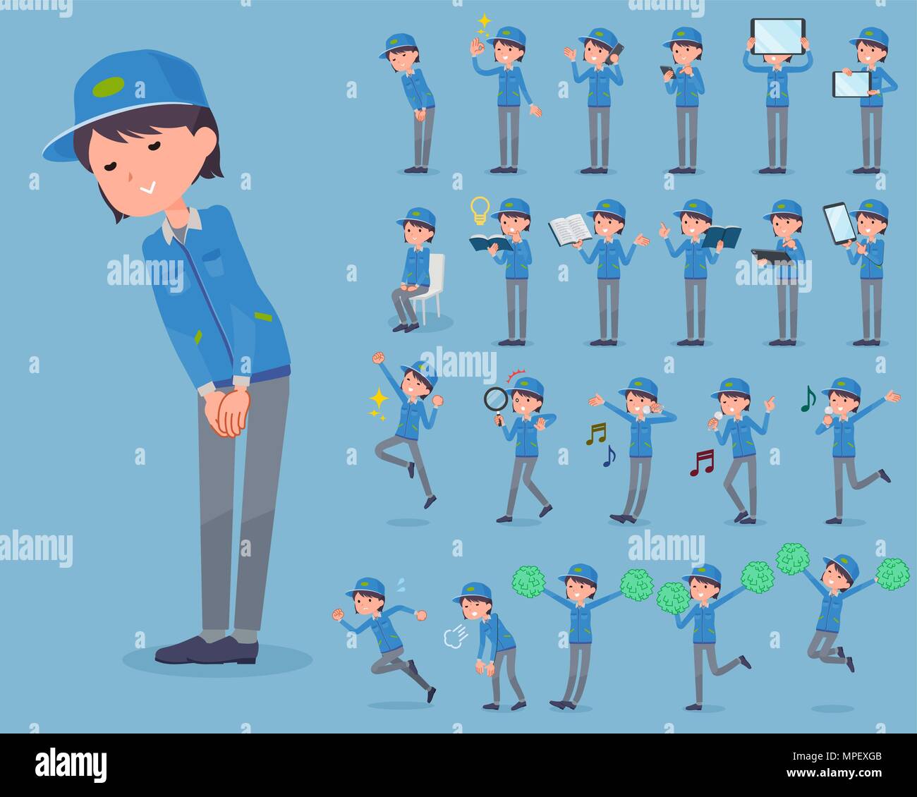 Ensemble de diverses poses de télévision type livraison femme 2 Illustration de Vecteur