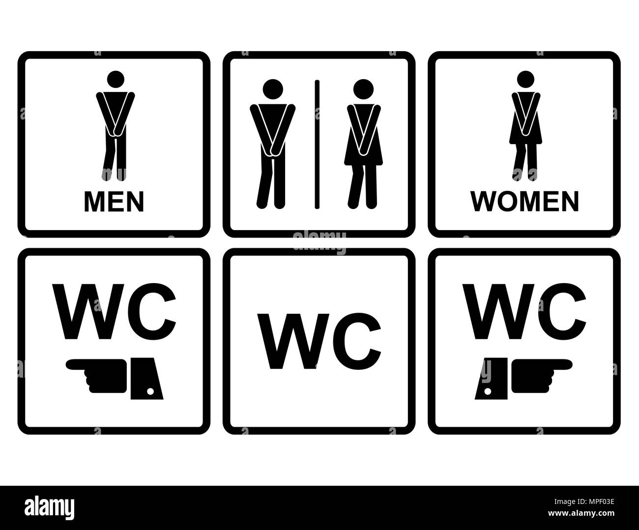 WC hommes et femmes, dénotant l'icône toilettes Illustration de Vecteur