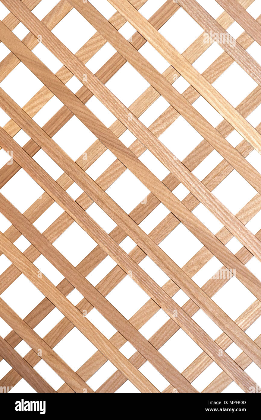 Treillis de bois décoratif sur un fond blanc Banque D'Images