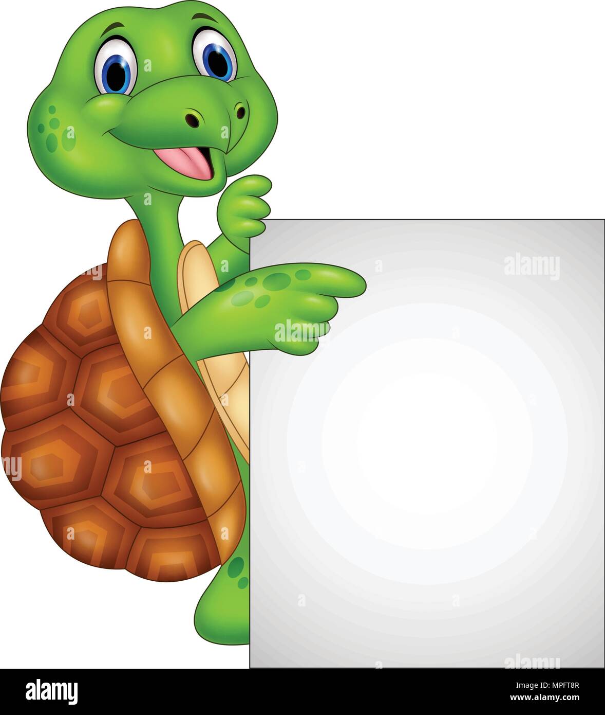 Dessin de tortue holding blank sign Illustration de Vecteur