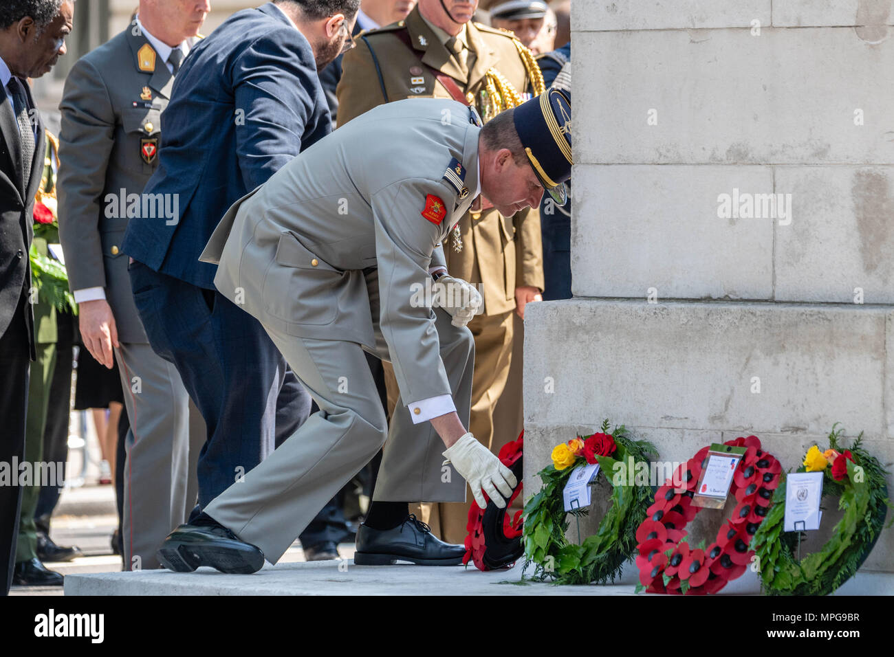 Londres, Royaume-Uni. 23 mai 2018 un service au Cénotaphe London, Royaume-Uni. pour les casques bleus des Nations Unies journée commémorant les soldats de la paix de l'ONU tué en service Credit Ian Davidson/Alamy Live News Banque D'Images