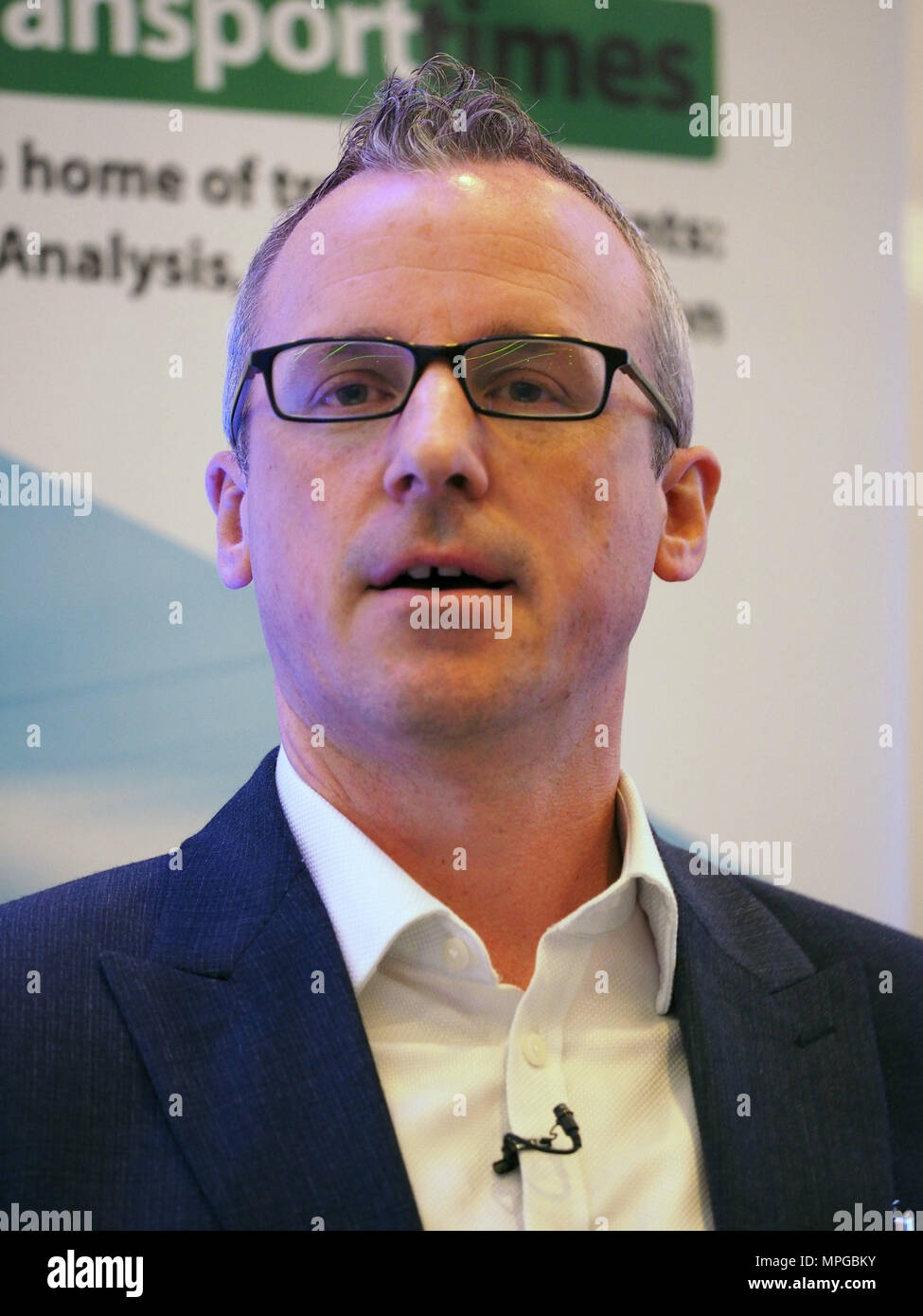Andy Bell, vice-président de signalisation ferroviaire urbaine britannique, Thales. Sommet mondial de l'infrastructure de transport au Royaume-Uni Banque D'Images