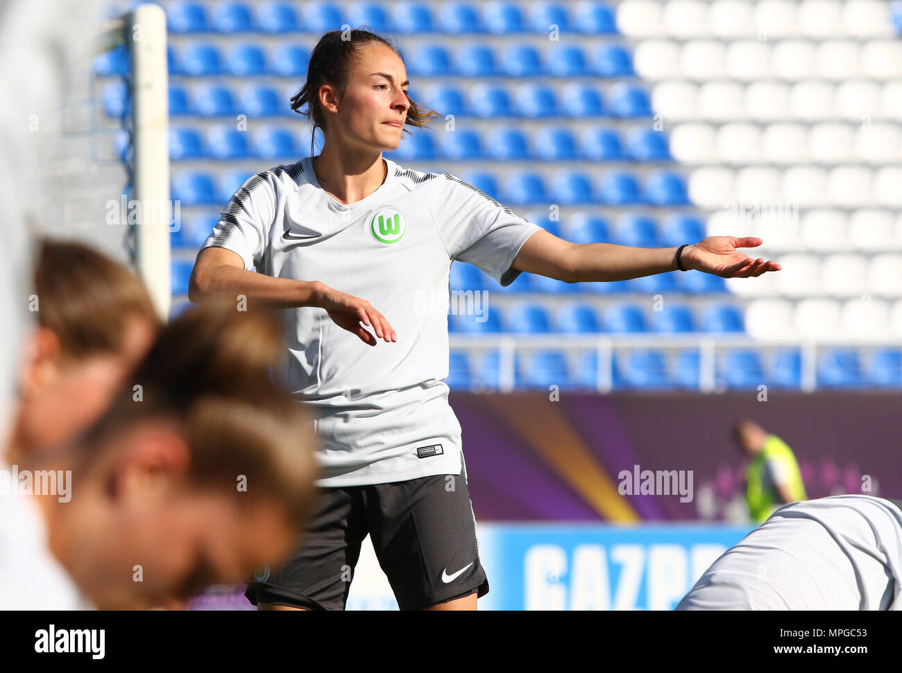 Kiev, Ukraine. 23 mai, 2018. Haroun Tazieff Joelle de VfL Wolfsburg en action pendant une session de formation avant de l'UEFA Women's Champions League 2018 match contre l'Olympique Lyonnais à Valeriy Lobanovskiy Stadium à Kiev, Ukraine. Crédit : Oleksandr Prykhodko/Alamy Live News Banque D'Images