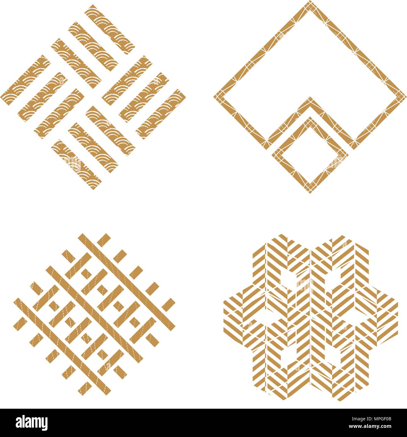 Icônes géométriques vecteur. Symbole de l'or japonais avec motif de fond. Illustration de Vecteur