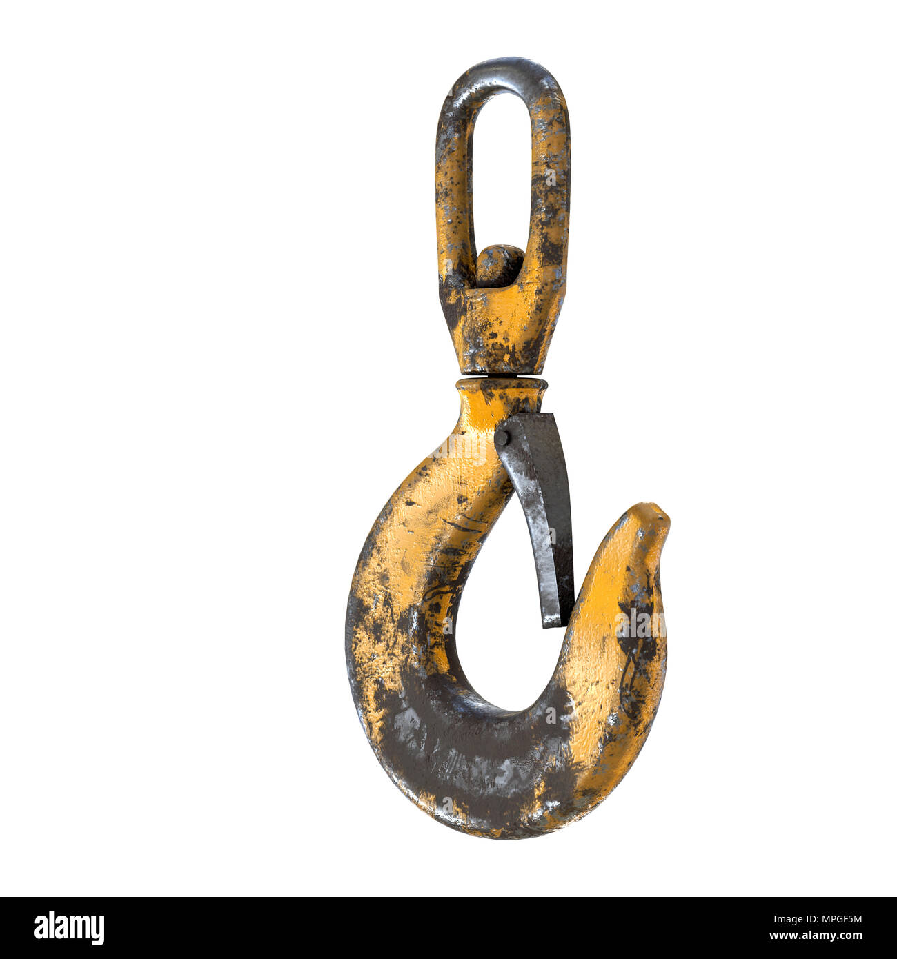 Crochet de grue de levage utilisé isolé sur fond. Banque D'Images