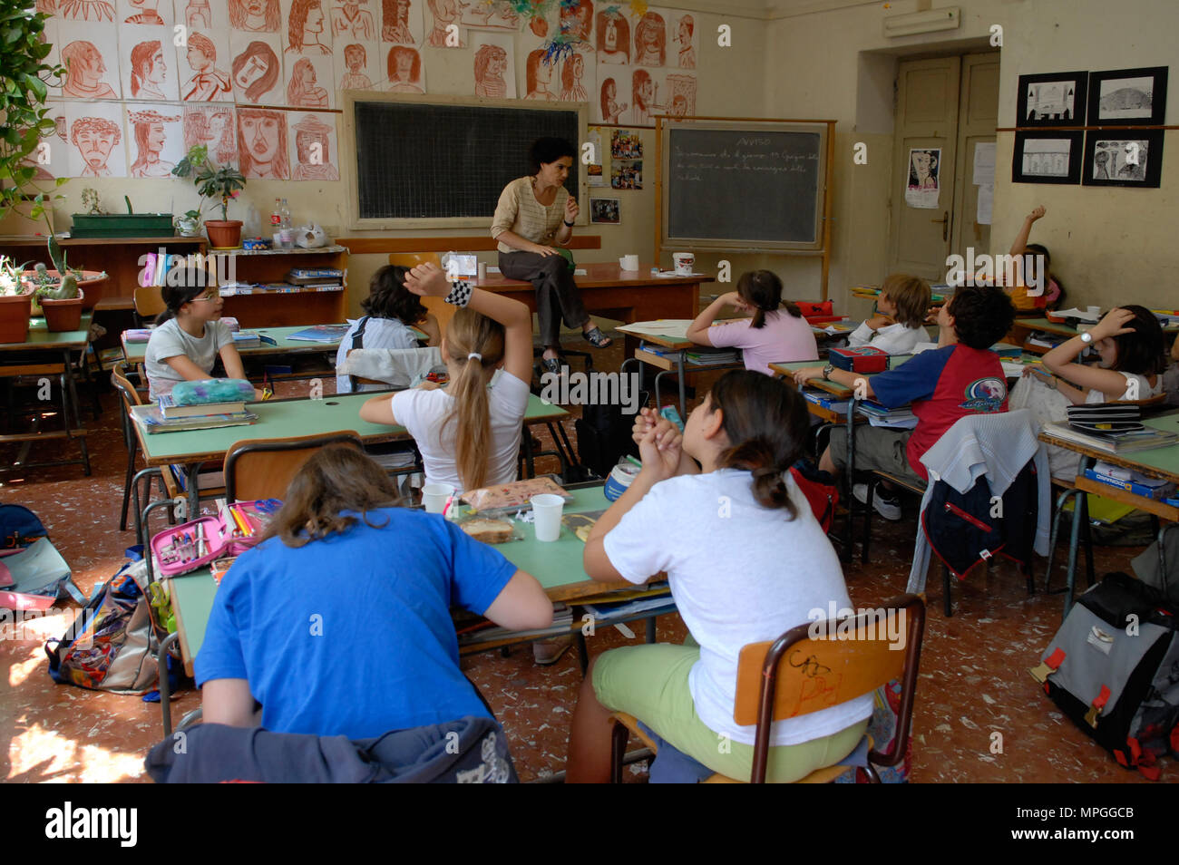 Rome. 'R.Bonghi' l'école primaire. L'Italie. Banque D'Images