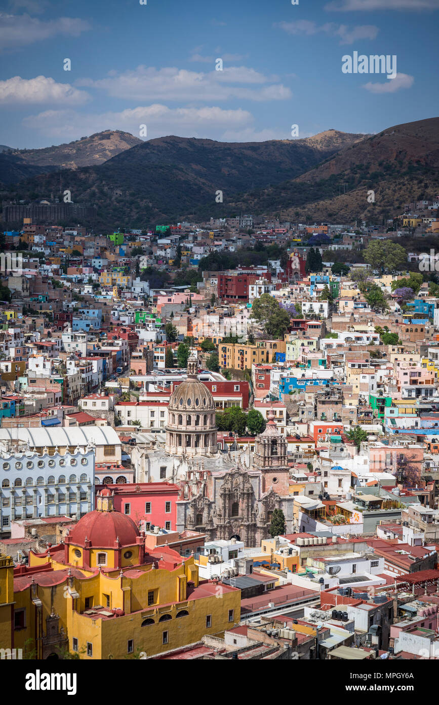 Vue de la ville de El Pípila, monument Monumento al Pipila, Guanajuato, dans le centre-ville MexicoGuanajuato, ville du centre du Mexique Banque D'Images