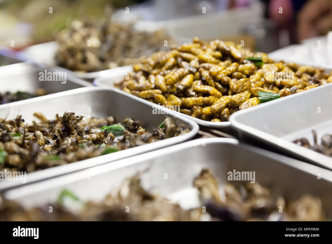 Différents types d'aliments frais en centre-ville de Bangkok. Banque D'Images
