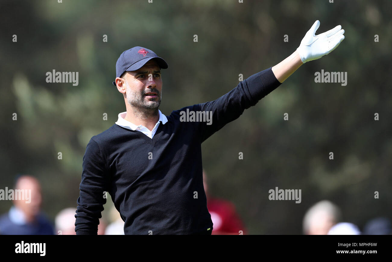 Pep Guardiola au cours de la pour le Pro-Am 2018 BMW PGA Championship à Wentworth Golf Club, Surrey. Banque D'Images