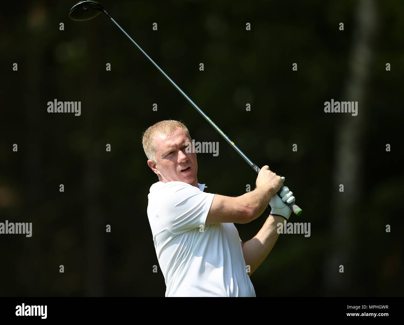 Paul Scholes au cours de la pour le Pro-Am 2018 BMW PGA Championship à Wentworth Golf Club, Surrey. Banque D'Images