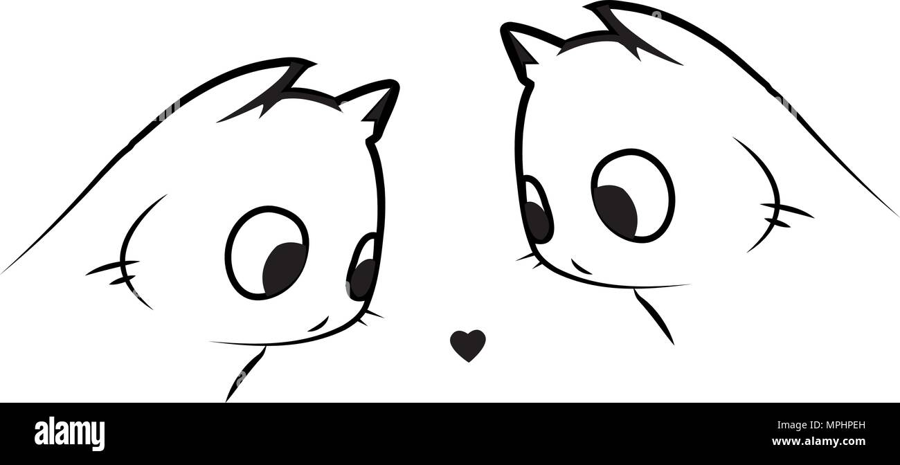 Couple Amour De Chat Dans La Saint Valentin Illustration Image Vectorielle Stock Alamy
