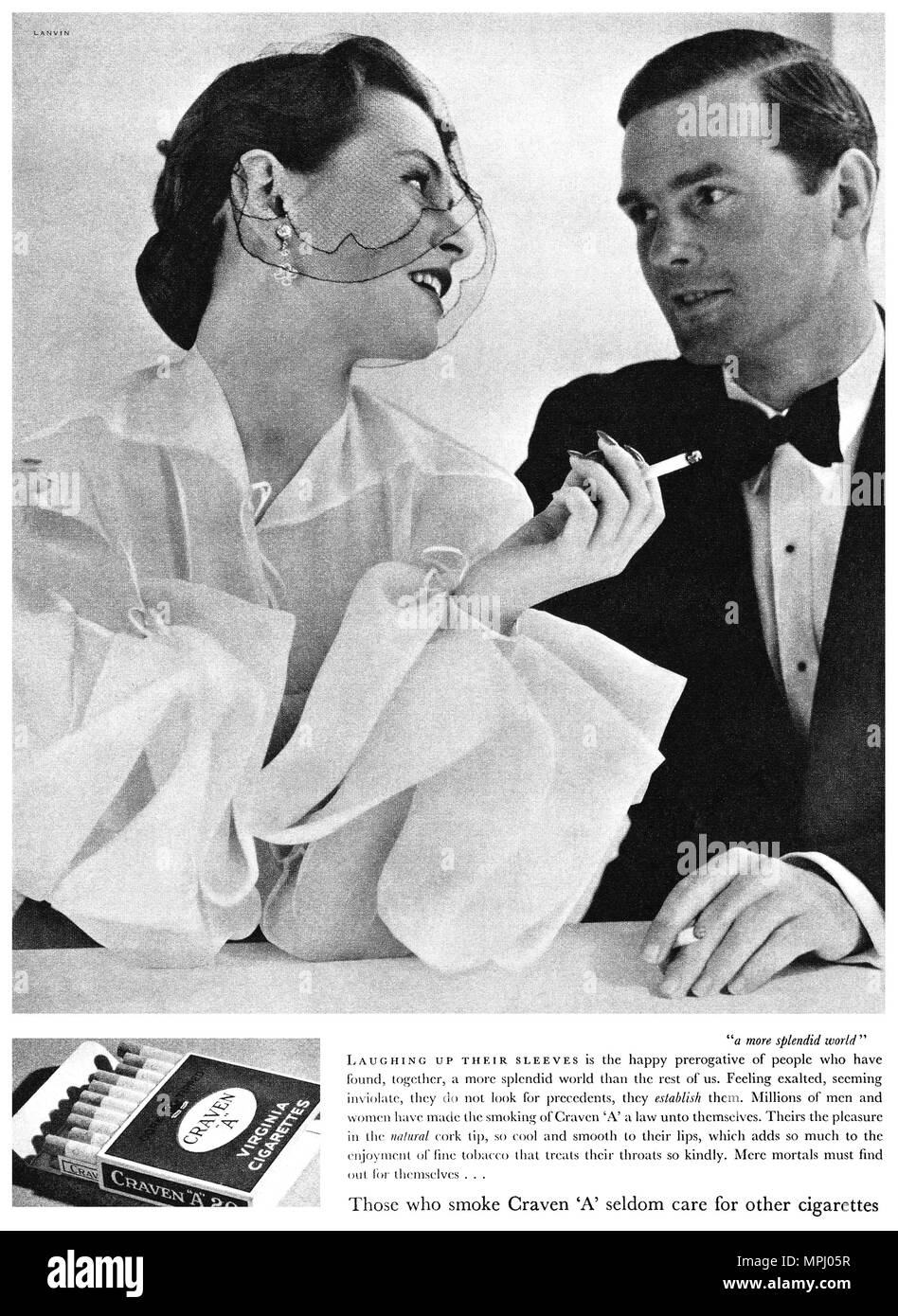 1951 La publicité pour les cigarettes Craven 'A'. Banque D'Images