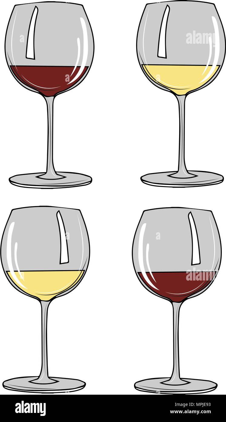 Vector illustration. ensemble de verre de vin rouge et vin blanc Illustration de Vecteur