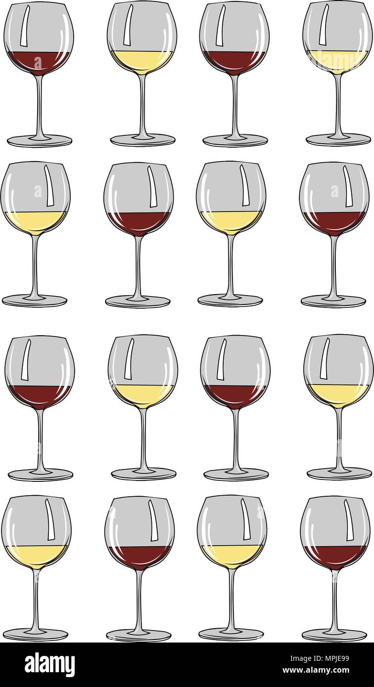 Vector illustration. ensemble de verre de vin rouge et vin blanc Illustration de Vecteur