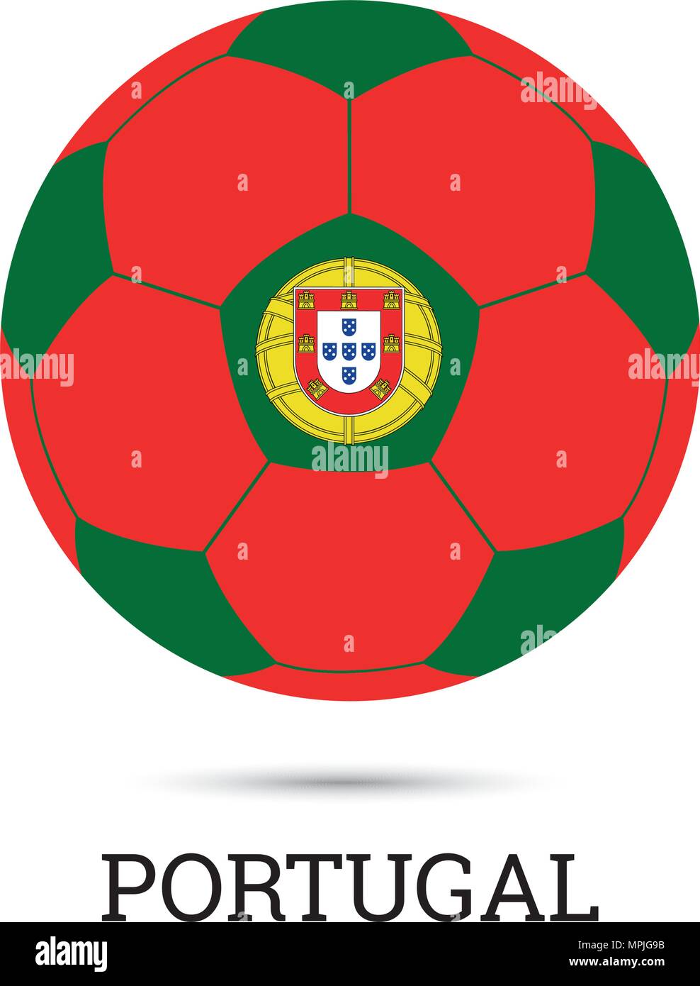 Ballon de soccer avec des couleurs et de l'emblème national portugais vector illustration Illustration de Vecteur
