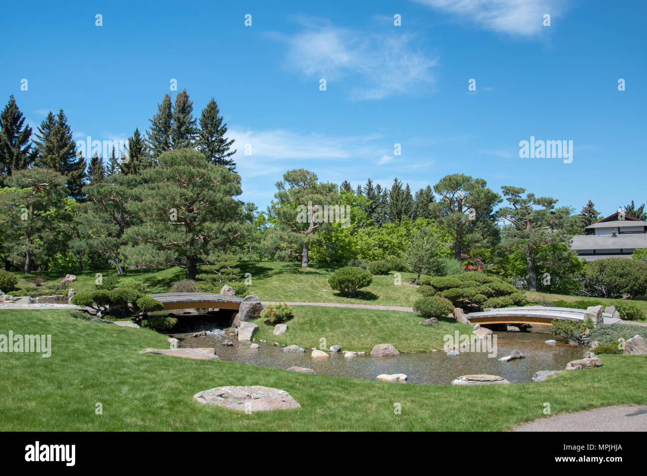 L'incroyable vue jardin japonais Nikka Yuko à Lethbridge, Alberta a ouvert ses portes en 1967. Tous les composants ont été construites à Kyoto, au Japon, et remonté dans la gar Banque D'Images