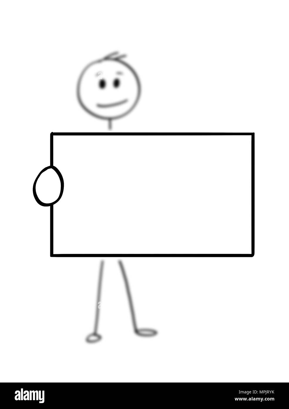 Caricature de l'homme ou Businessman Holding vide ou Blank Business Card ou connexion Banque D'Images