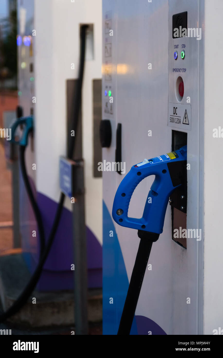 Elecrtic location station de recharge à port de Tallinn, Estonie Banque D'Images
