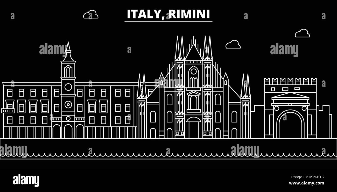 Skyline silhouette de Rimini. Italie - Rimini, Ville vecteur linéaire ...