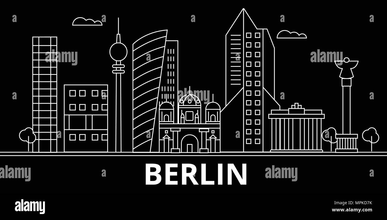 Berlin skyline silhouette. Allemagne - Berlin, ville vecteur linéaire allemand, l'architecture des bâtiments. Ligne Berlin billet d'illustration, de repère. France télévision, icône contour allemand bannière design Illustration de Vecteur