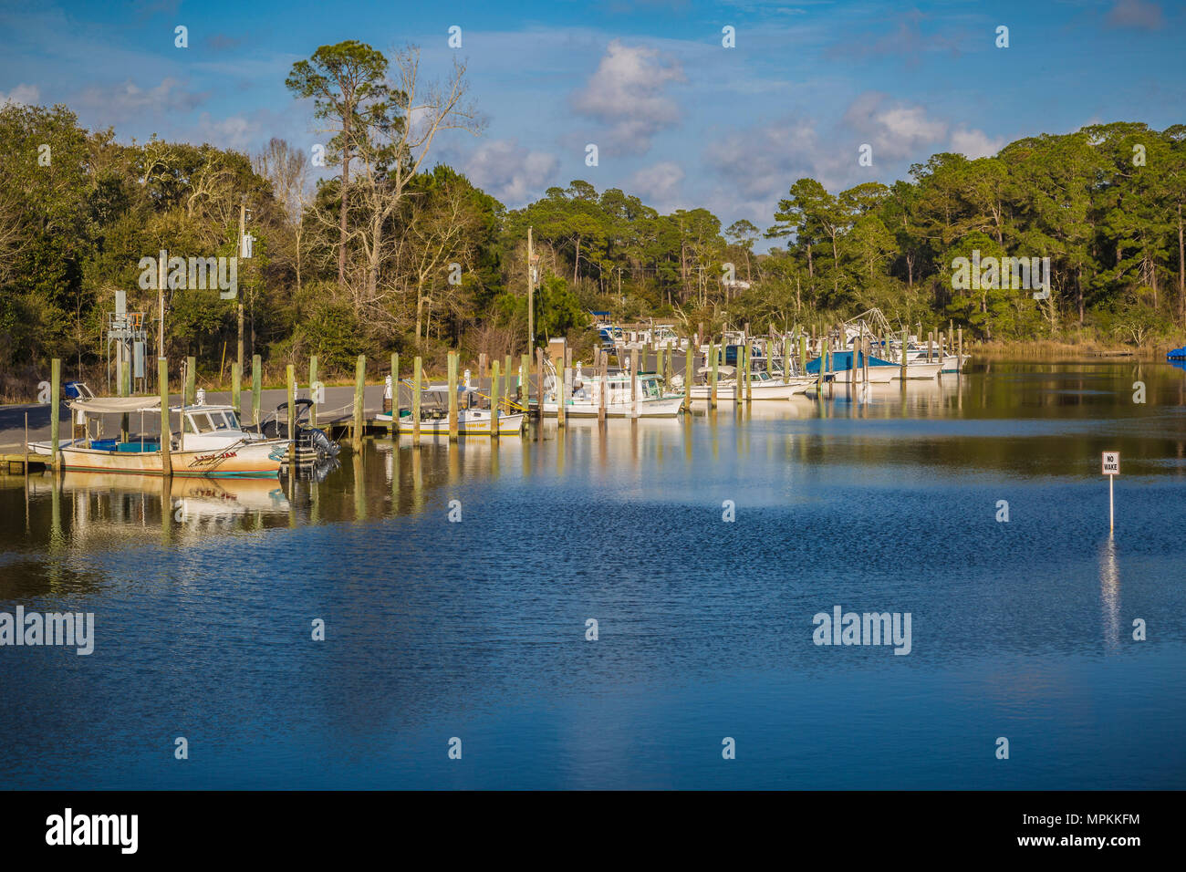 Bateaux de pêche privés et commerciaux au port intérieur d'Ocean Springs sur la côte du golfe du Mississippi à Ocean Springs, Mississippi Banque D'Images