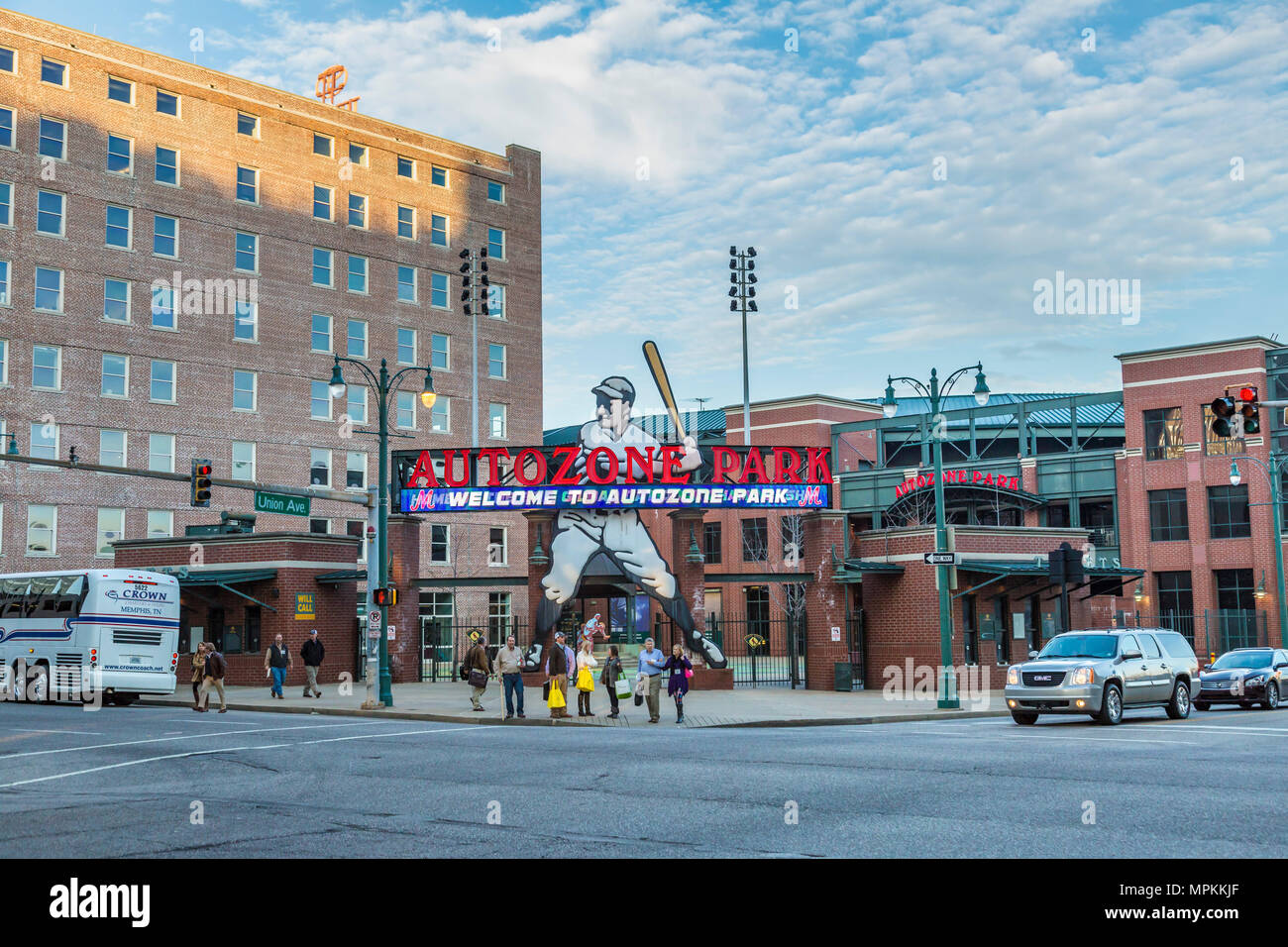 Terrain de sport AutoZone Park dans le centre-ville de Memphis, Tennessee Banque D'Images