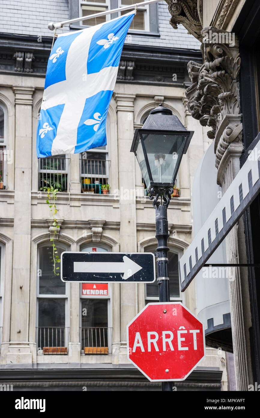 Montréal Canada,Québec province,rue Sainte Hélène,Vieux Montréal,drapeau d'architecture,panneau stop,école de musique,campus,Canada07070707055 Banque D'Images