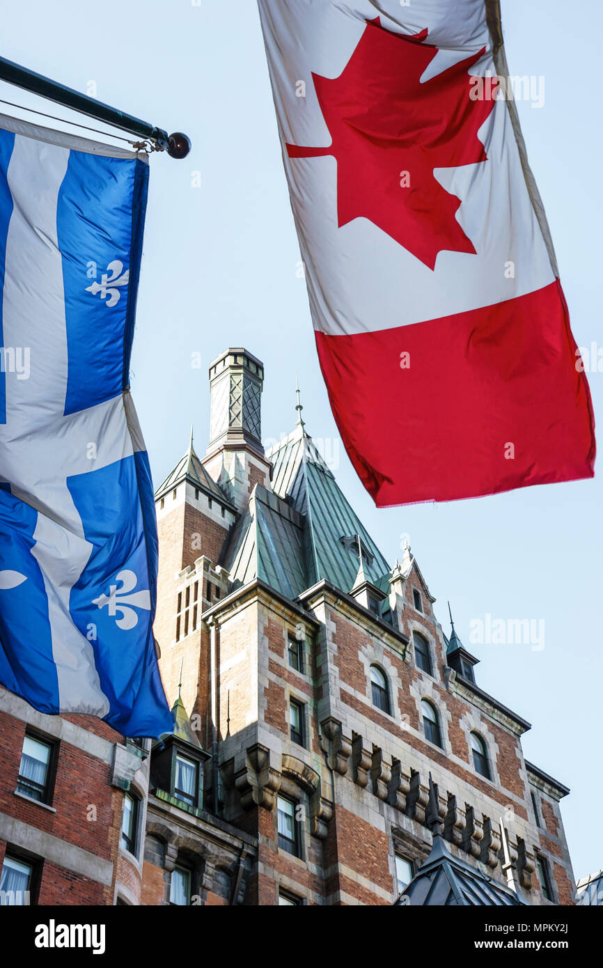 Québec Canada,haute ville,Fairmont le Château Frontenac,hôtel,drapeaux,construit en 1893 1899 1904,Canada070710002 Banque D'Images