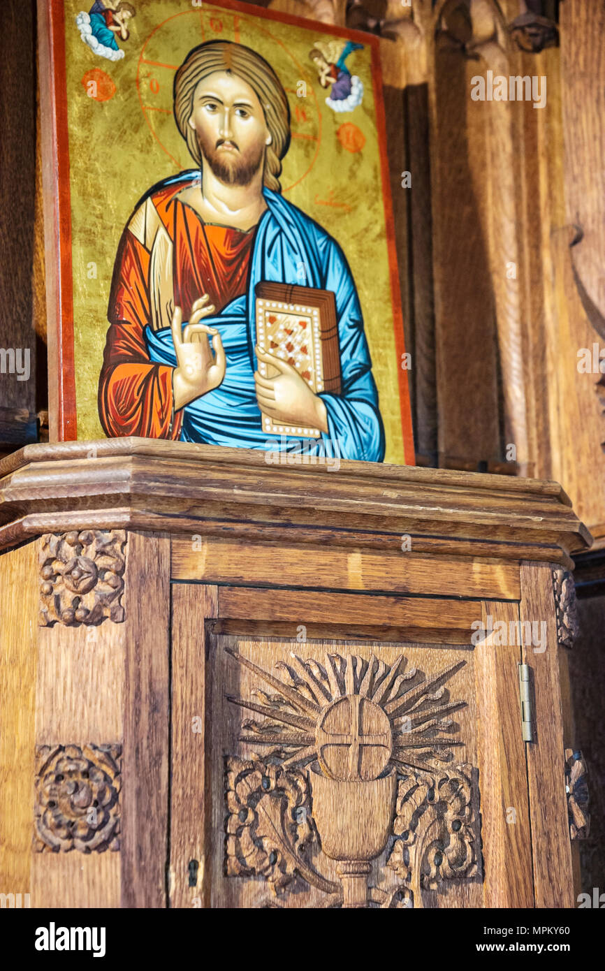 Québec Canada,canadien,Amérique du Nord,américain,haute-ville,rue des Jardins,Cathédrale de la Sainte Trinité 1804,église,art religieux,Jésus,vi Banque D'Images