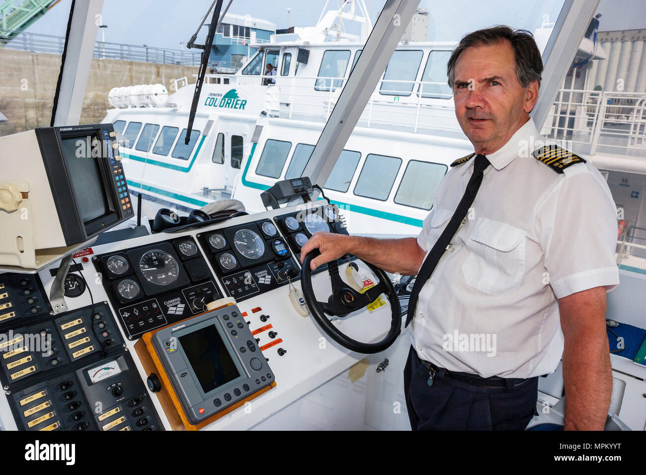 Québec Canada, Vieux-Port, St. Lawrence River,Coudrier Cruises,capitaine de bateau-excursion,maison pilote,maisons,direction,commandes,Canada070711015 Banque D'Images