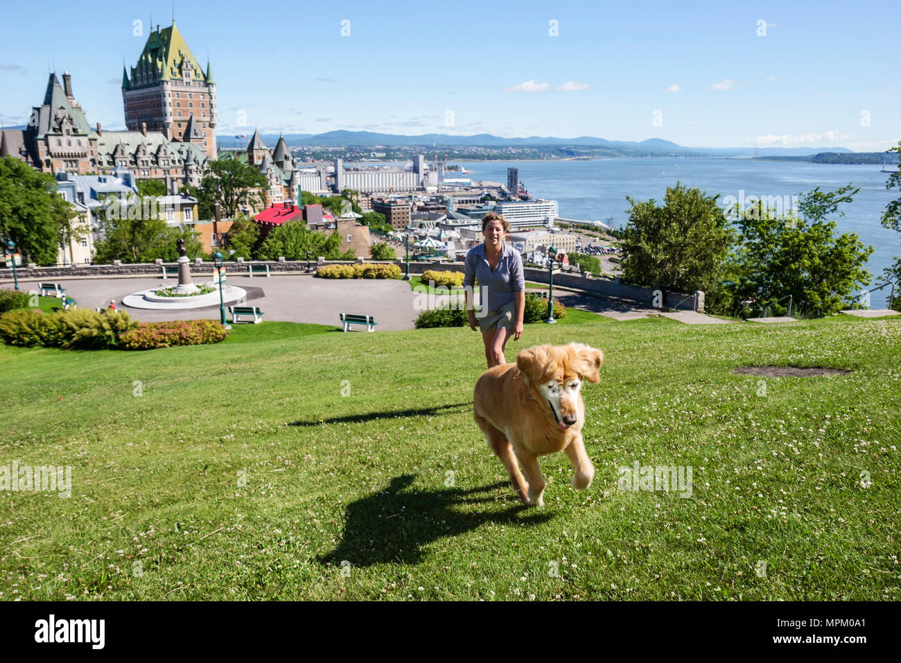 Canada,canadien,province de Québec,langue française,bilingue,Québec,haute-ville,Parc de l'Esplanade,St. Fleuve Lawrence, Fairmont le Château F Banque D'Images