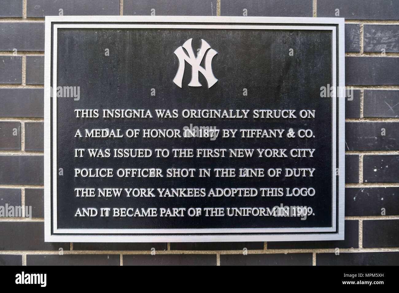 NY Yankees Plaque Logo, NYC, USA Banque D'Images