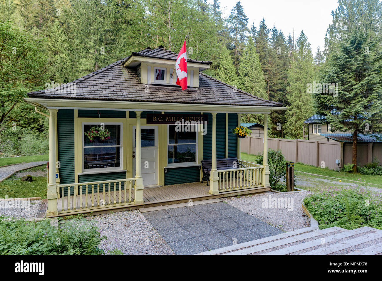 BC Mills House, Lynn Headwaters Regional Park, North Vancouver, Colombie-Britannique, Canada. Banque D'Images