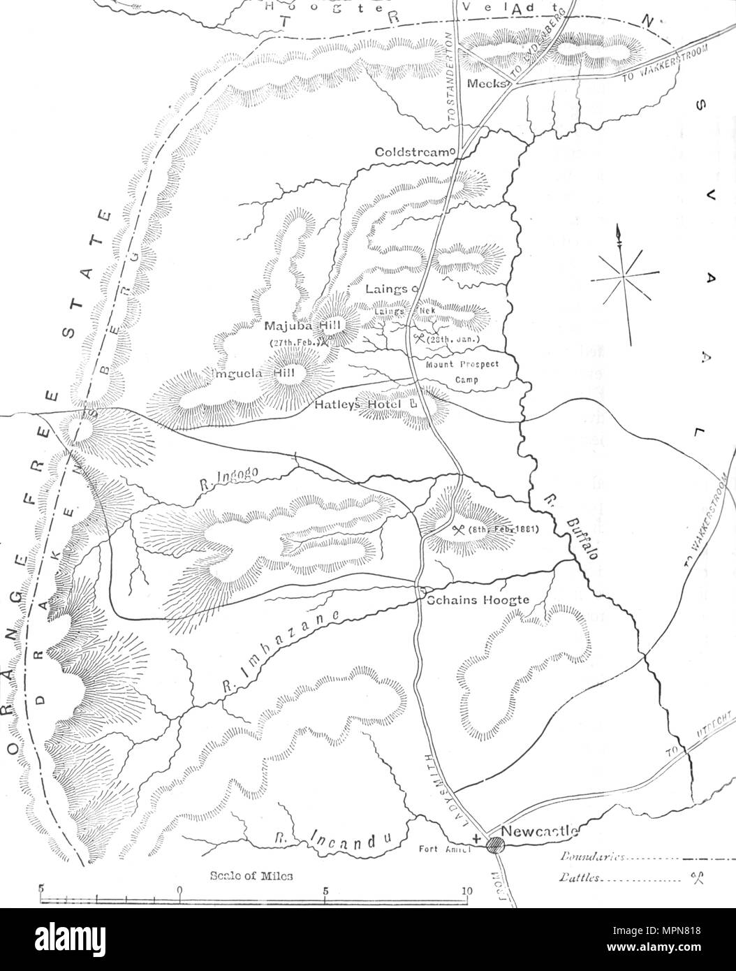 'Map du pays entre Newcastle et le Transvaal', c1880. Artiste : Inconnu. Banque D'Images