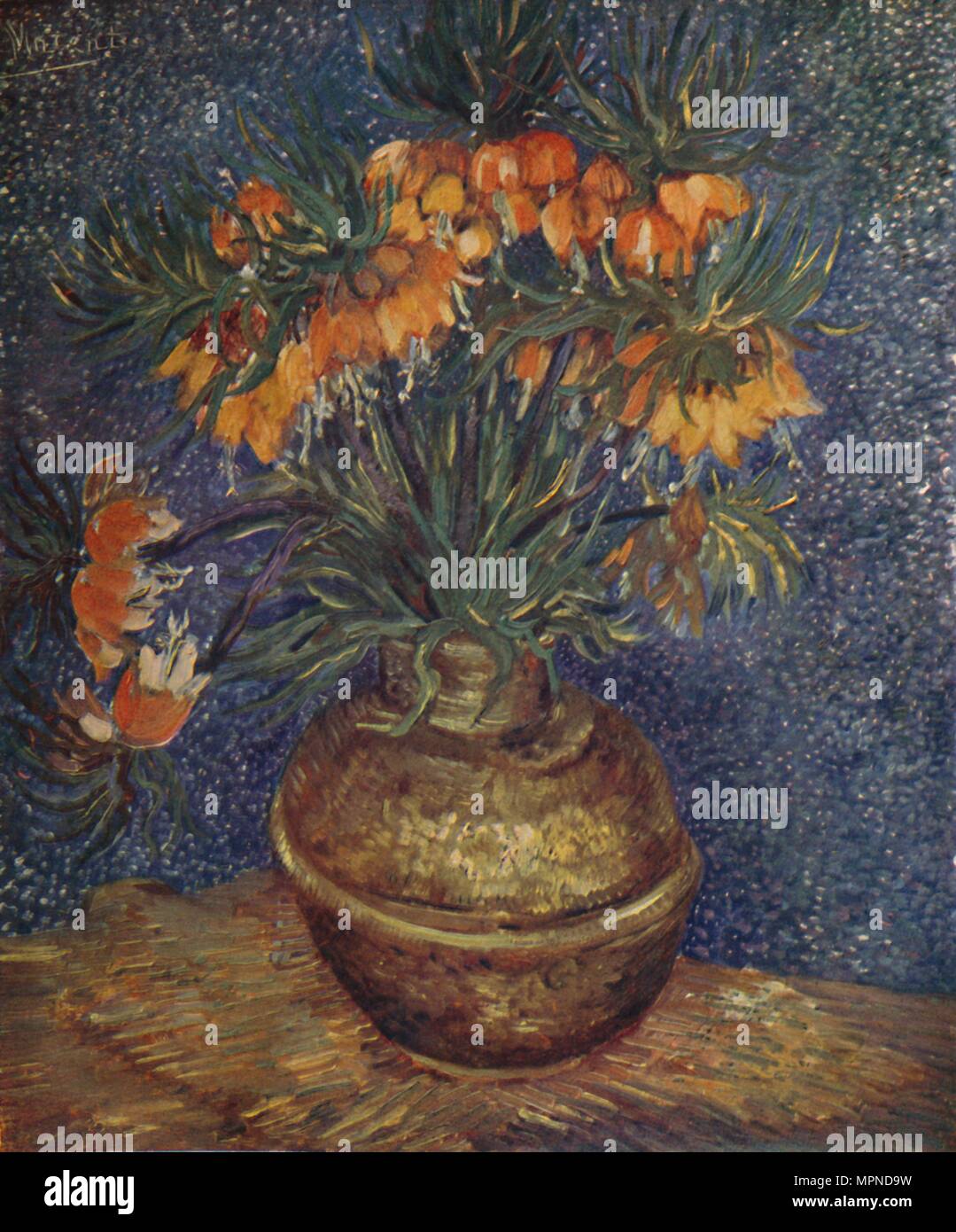 "Fleurs dans un vase en laiton', 1887, (1923). Artiste : Vincent van Gogh. Banque D'Images
