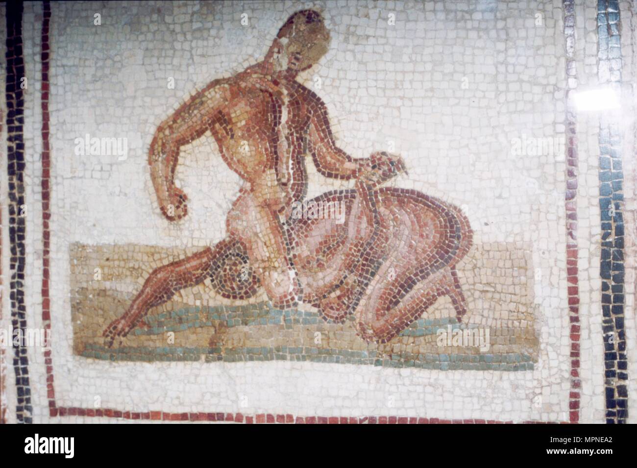 Mosaïque romaine de lutteurs, c2e, 3e siècle. Artiste : Inconnu. Banque D'Images