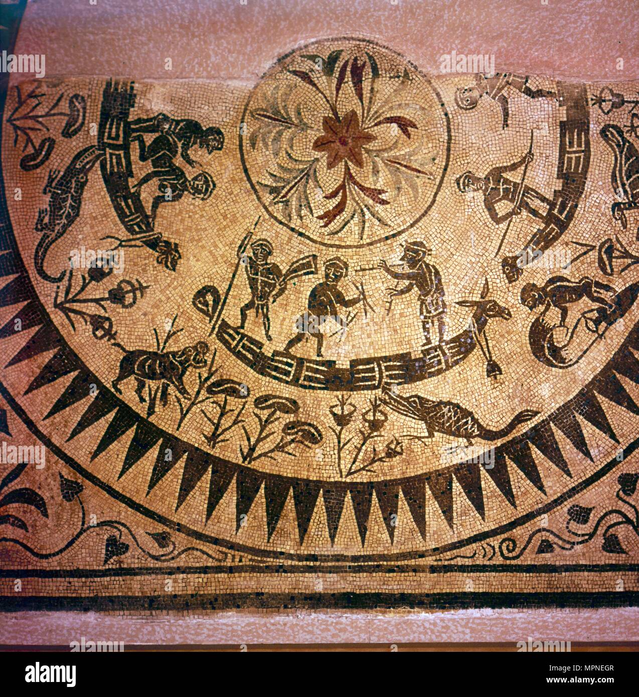 Mosaïque nilotique, les Pygmées. Rome, 2e siècle. Artiste : Inconnu. Banque D'Images
