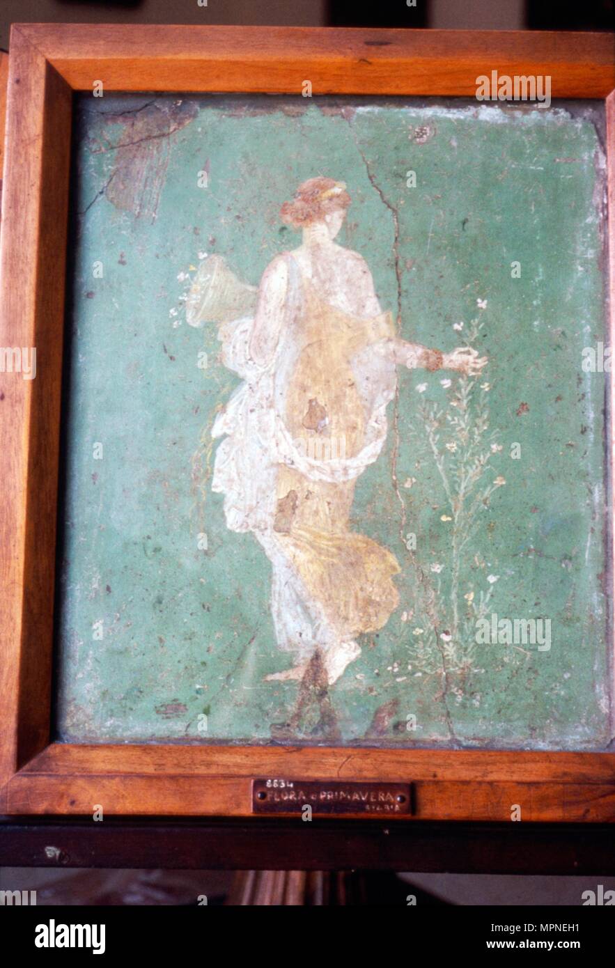 Flora ou Primavera, la peinture murale romaine de Pompéi, c1er siècle. Artiste : Inconnu. Banque D'Images