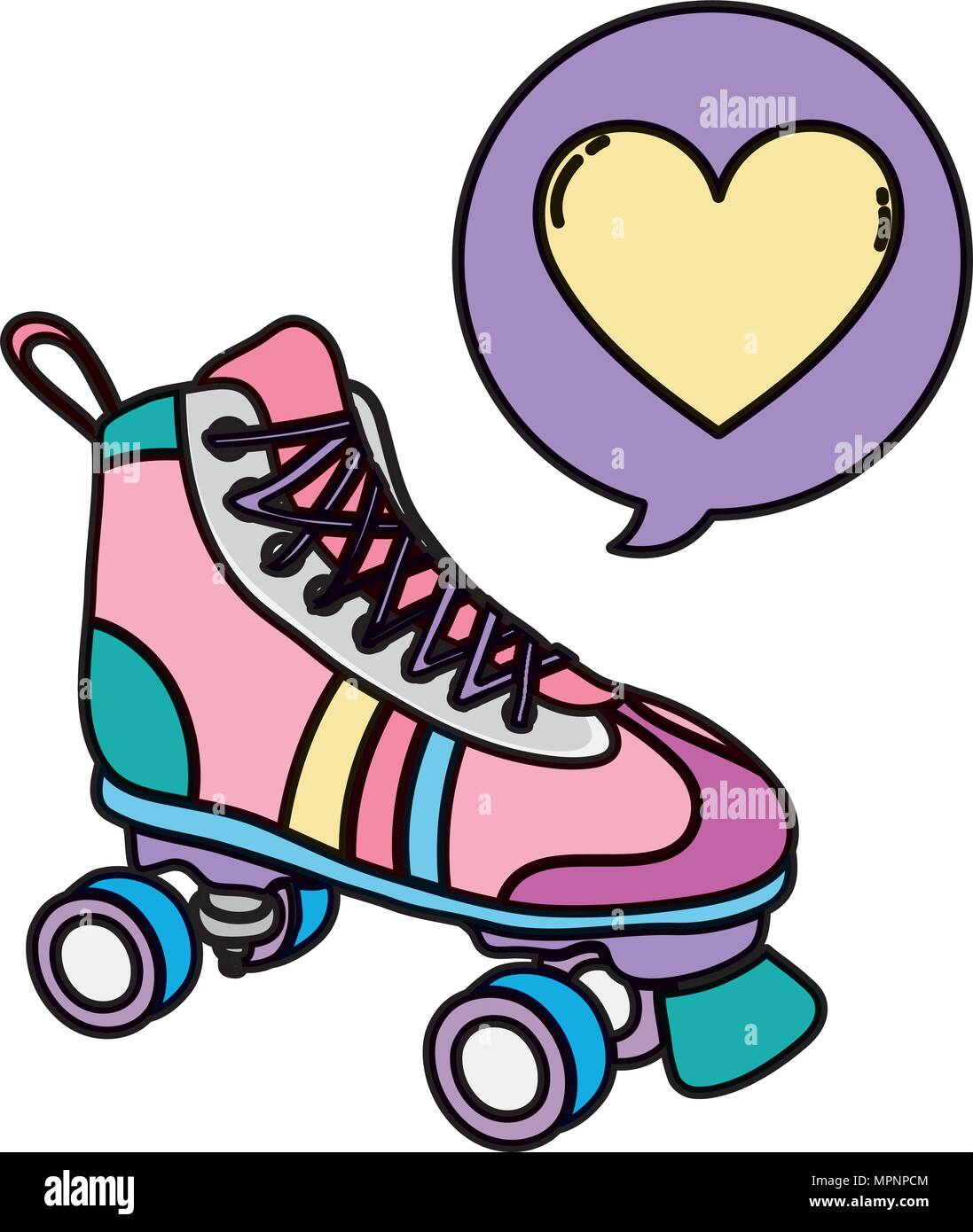 Color roller skate style avec cœur à l'intérieur chat bubble vector  illustration Image Vectorielle Stock - Alamy